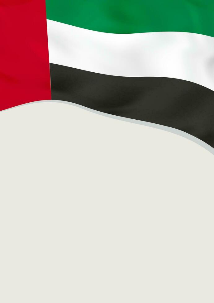 Leaflet design with flag of UAE. Vector template.