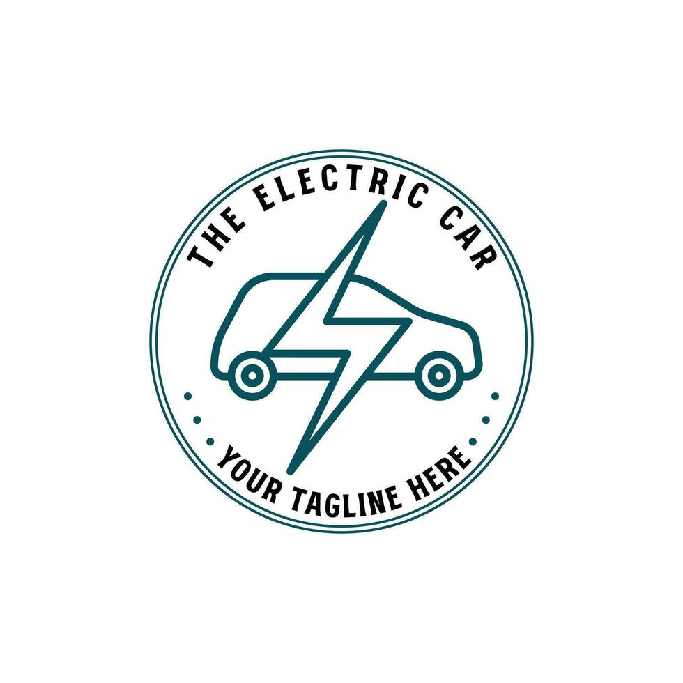 Electric Car Renewable Green Energy Badge Emblem Label Symbol Icon Illustration vector