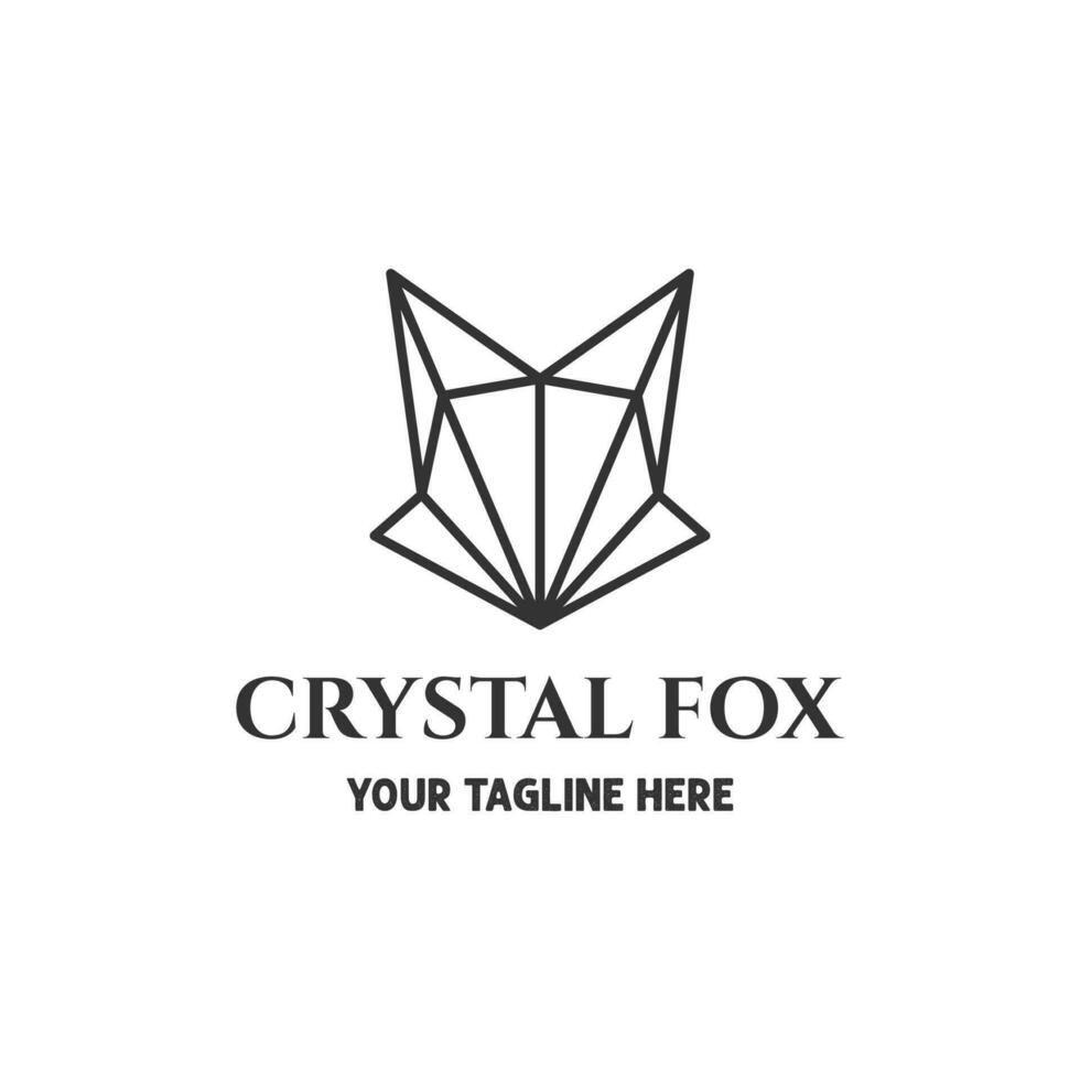 Geometric Modern Gem Stone Diamond Fox Dog Wolf Head Line Outline Logo Design vector