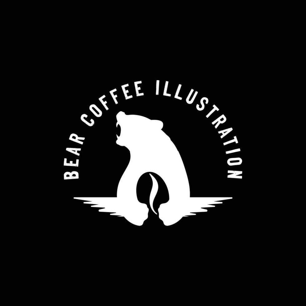 Angry Ice Polar Grizzly Bear Silhouette hold Coffee Bean for Farm Product or Cafe Restaurant Logo Design vector