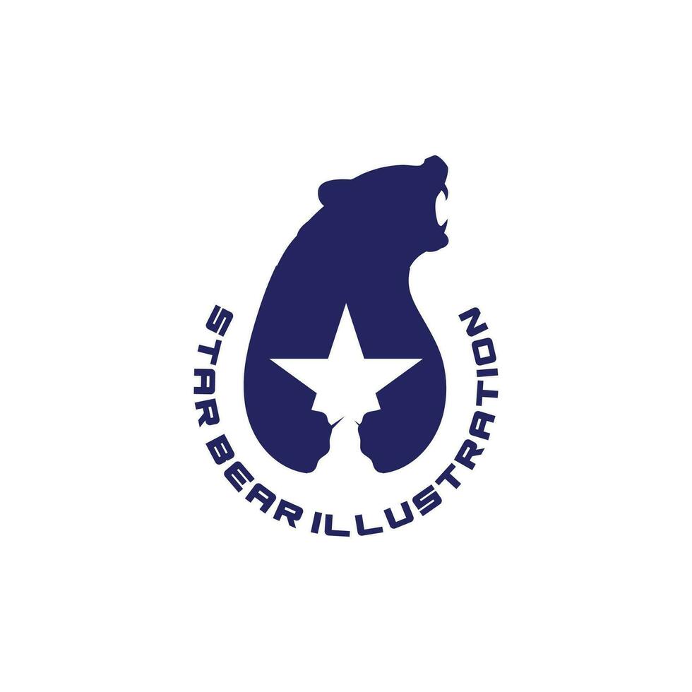 enojado hielo polar oso pardo oso sostener estrella logo icono ilustración diseño vector