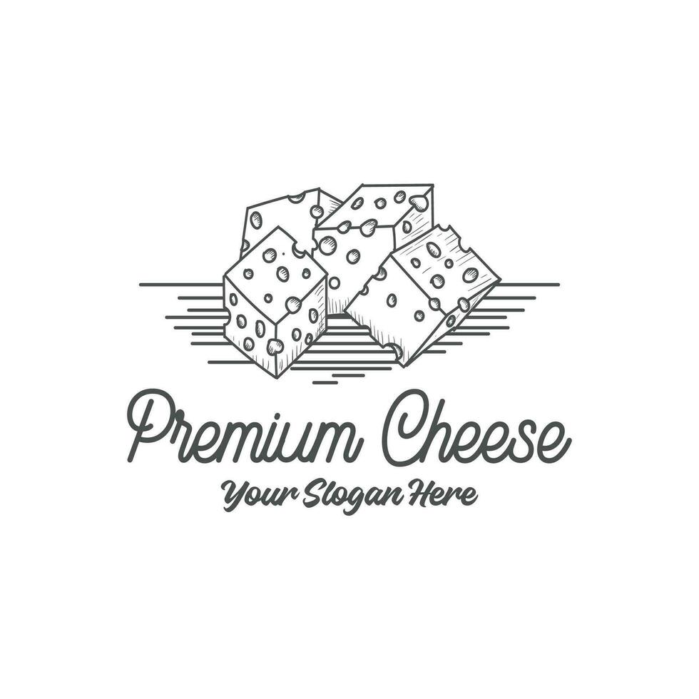 Vintage Retro Cheese Block for Product Label Logo Design vector