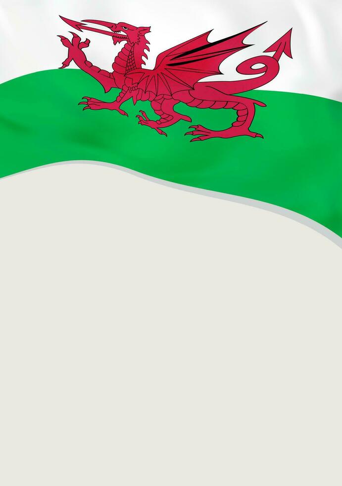 Leaflet design with flag of Wales. Vector template.