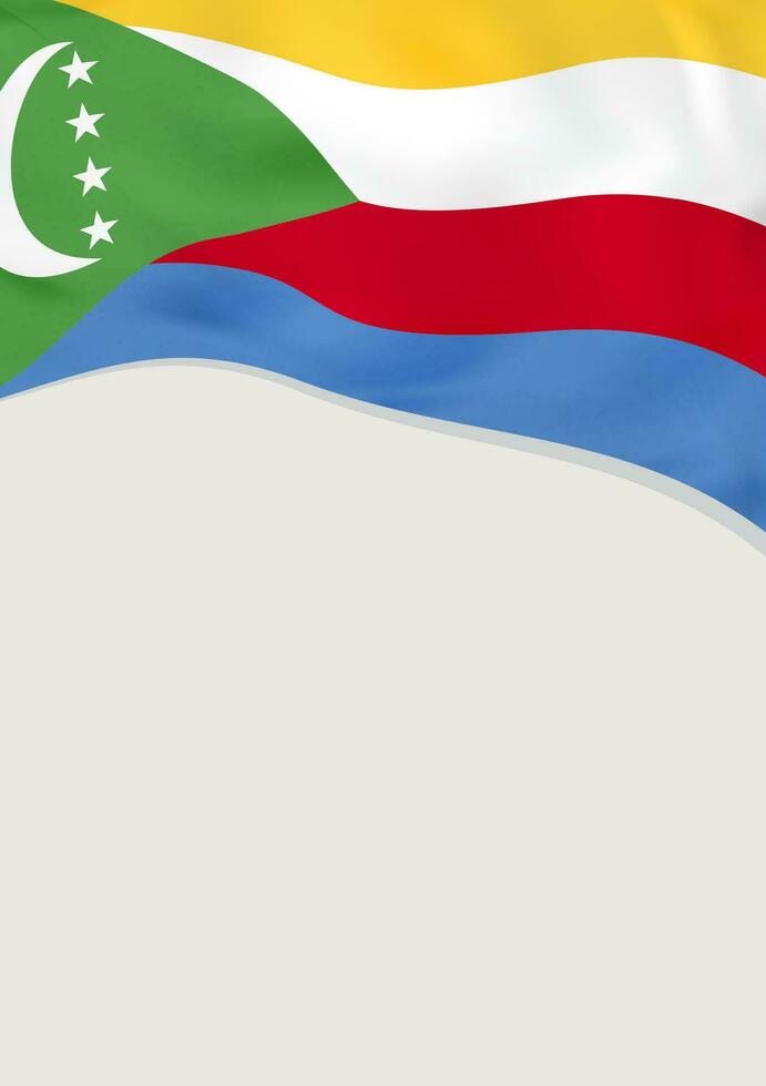 Leaflet design with flag of Comoros. Vector template.