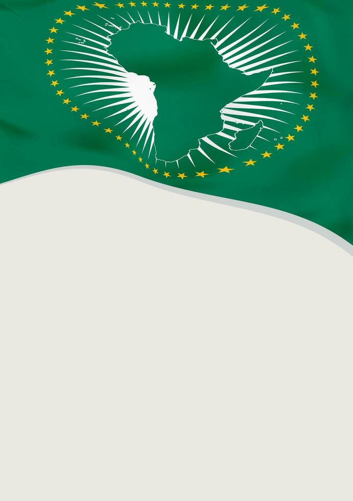 Leaflet design with flag of African Union. Vector template.