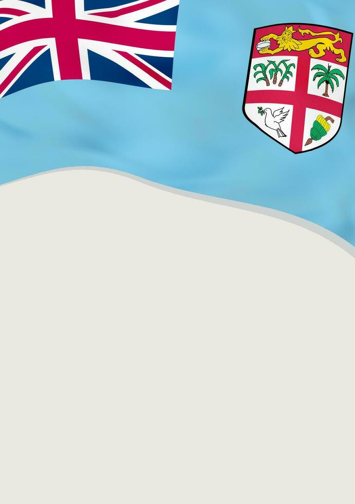 Leaflet design with flag of Fiji. Vector template.