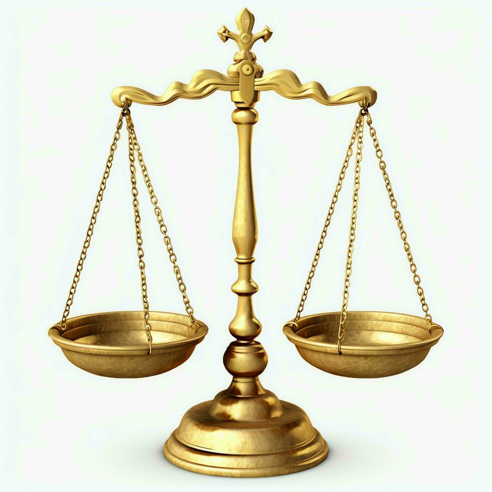 Vintage gold balance scale measure or law justice symbol. Lawyers day or world day of social justice concept by AI Generated photo