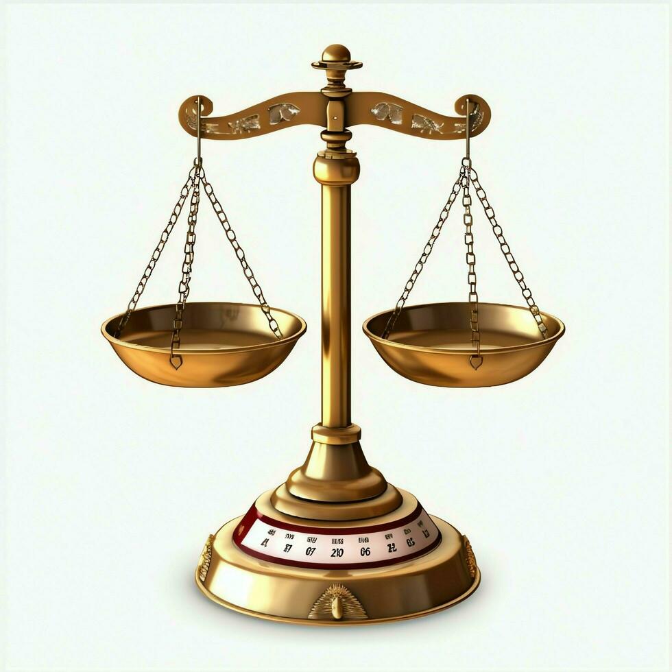 Vintage gold balance scale measure or law justice symbol. Lawyers day or world day of social justice concept by AI Generated photo