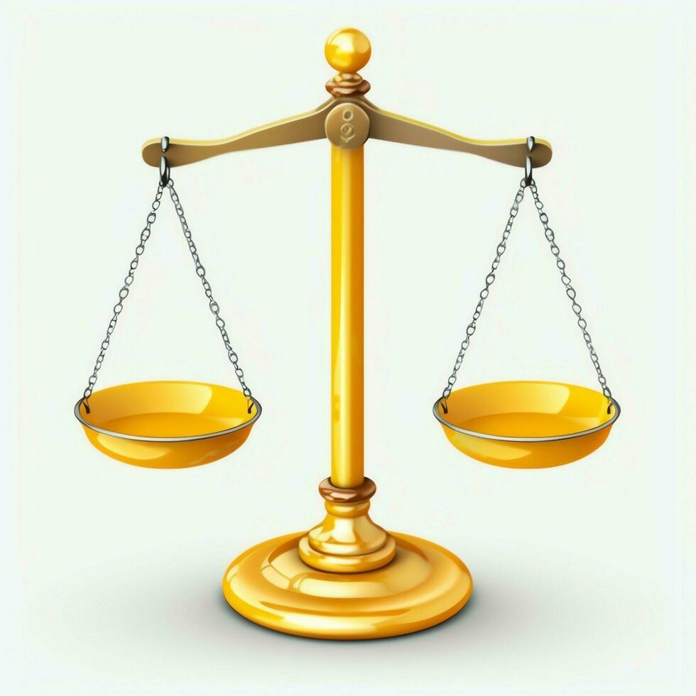 Vintage gold balance scale measure or law justice symbol. Lawyers day or world day of social justice concept by AI Generated photo