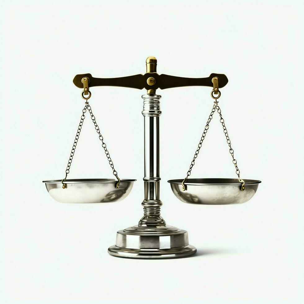 Vintage gold balance scale measure or law justice symbol. Lawyers day or world day of social justice concept by AI Generated photo