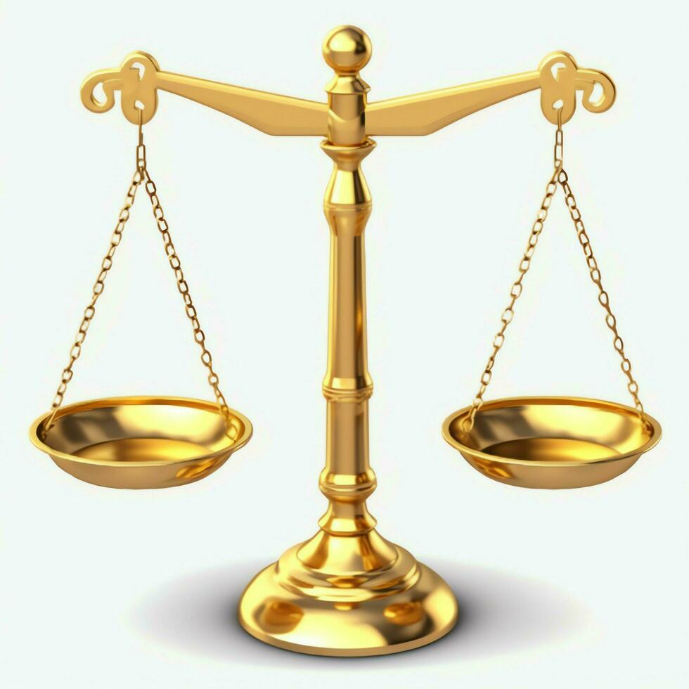 Vintage gold balance scale measure or law justice symbol. Lawyers day or world day of social justice concept by AI Generated photo