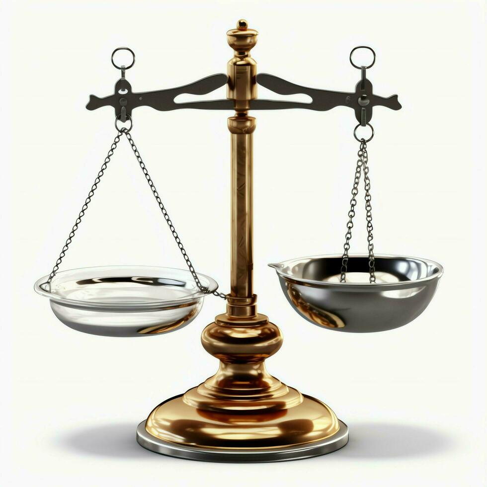 Vintage gold balance scale measure or law justice symbol. Lawyers day or world day of social justice concept by AI Generated photo