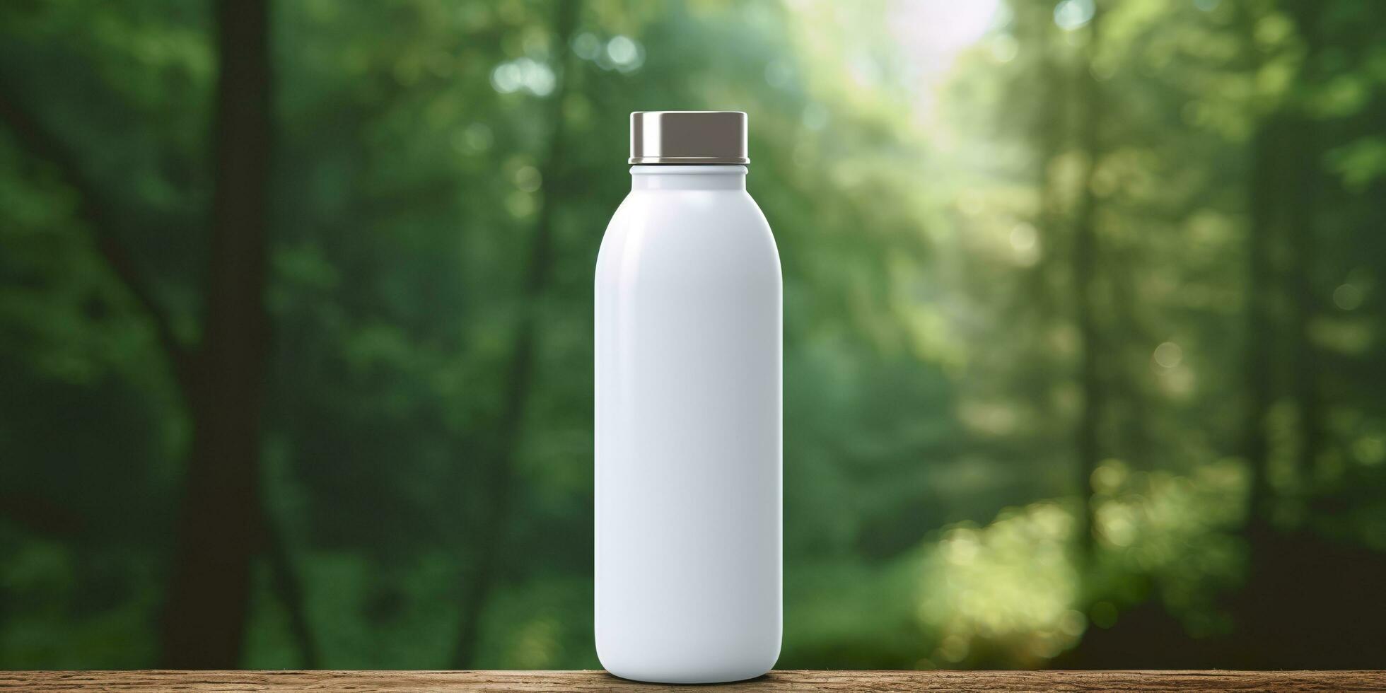 White Blank bottle Mockup with natural theme background. AI Generative photo