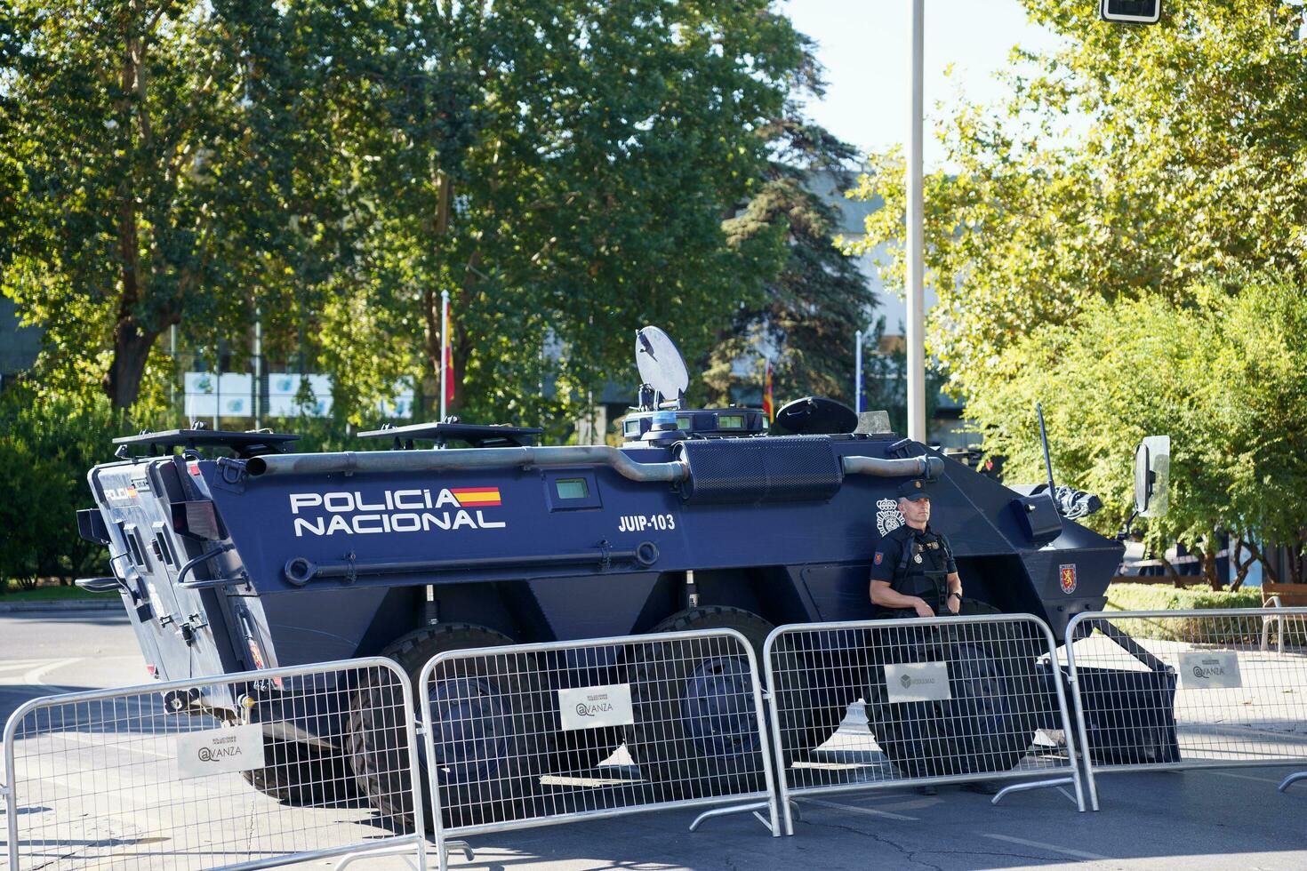 Granada, Andalusia, Spain. October 5th, 2023. Spanish National Police, guarding the security of the European Summit in Granada. photo