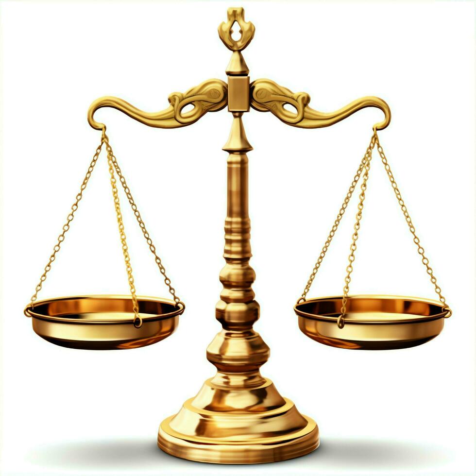 Vintage gold balance scale measure or law justice symbol. Lawyers day or world day of social justice concept by AI Generated photo