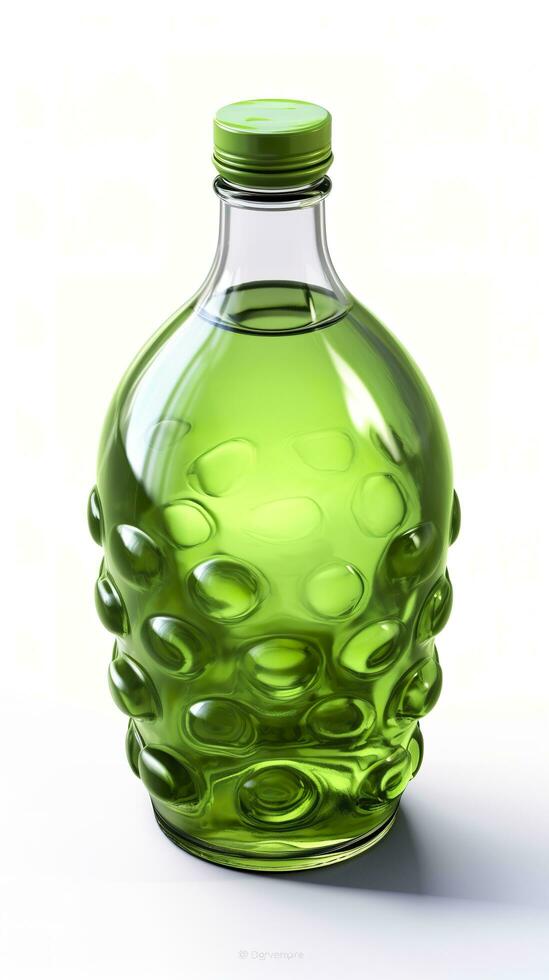 Jelly green, 3D rendering, solid color bottle. AI Generative photo