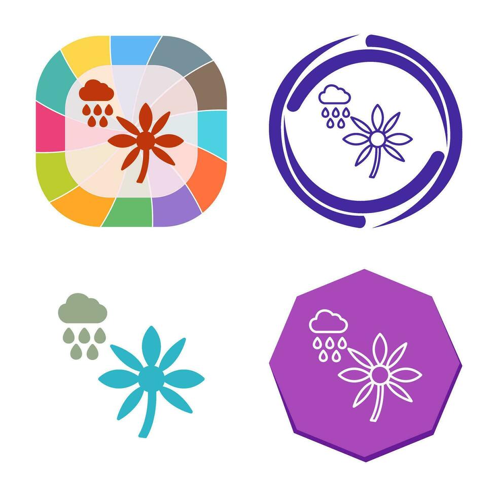 Flower with rain Vector Icon