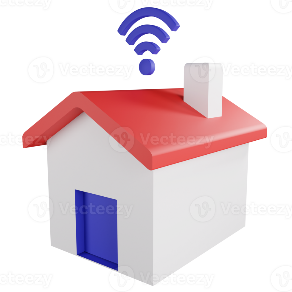 Wifi privacy at house clipart flat design icon isolated on transparent background, 3D render technology and cyber security concept png