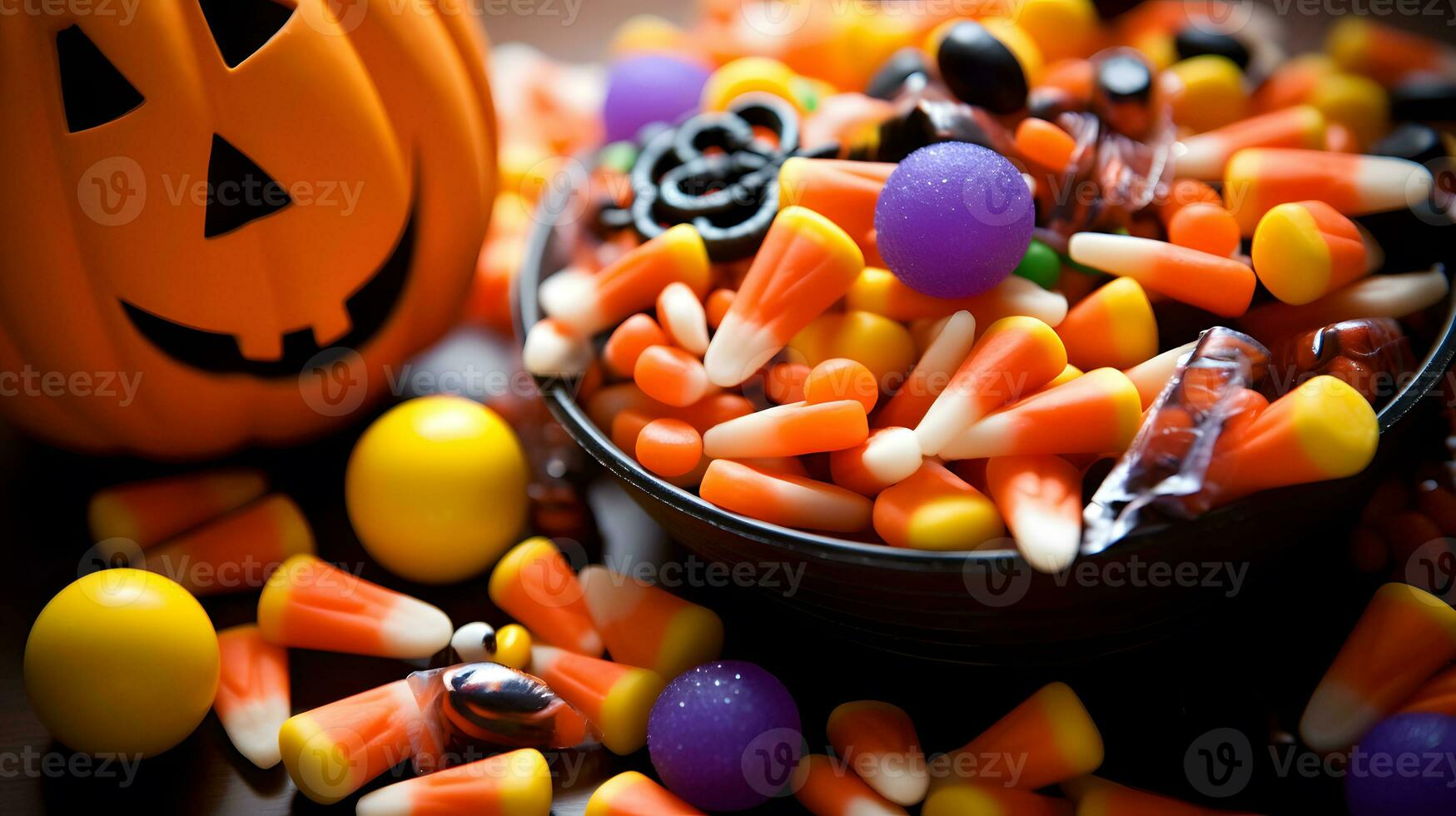 colorful halloween candy pumpkin collection AI Generative photo