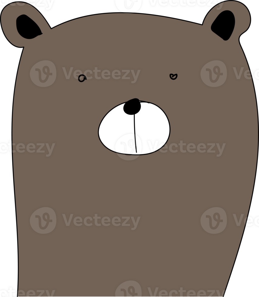 Cute bear cartoon on transparent background. png