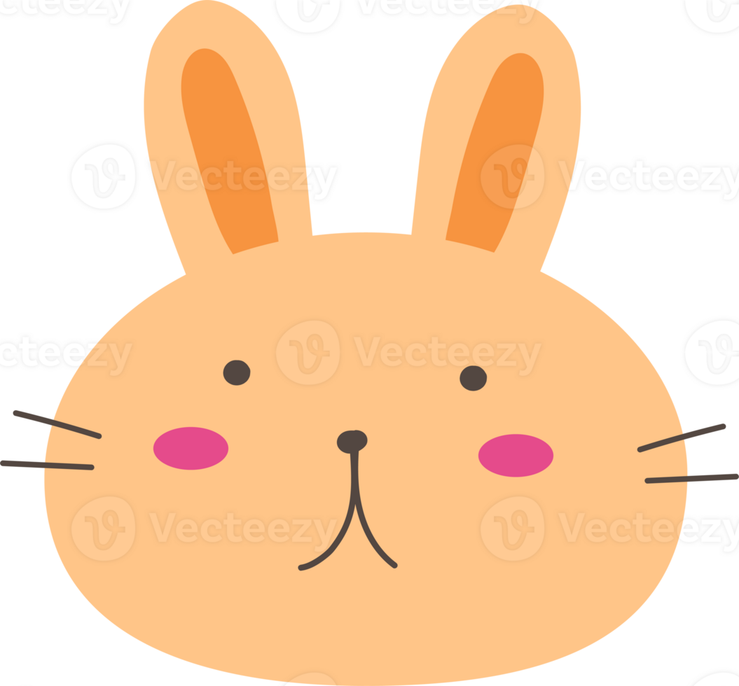 Cute rabbit cartoon on transparent background. png
