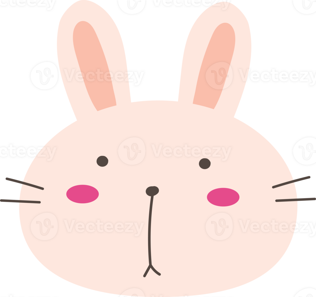 Cute rabbit cartoon on transparent background. png