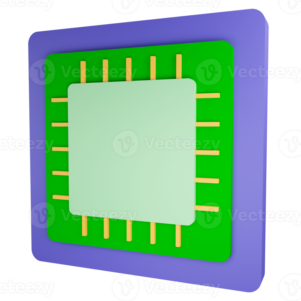 Computer Chip Clip Art eben Design Symbol isoliert auf transparent Hintergrund, 3d machen Technologie und Cyber Sicherheit Konzept png