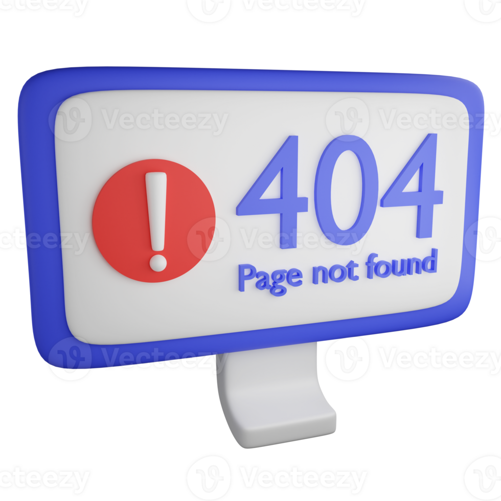 404 not found system error clipart flat design icon isolated on transparent background, 3D render technology and cyber security concept png