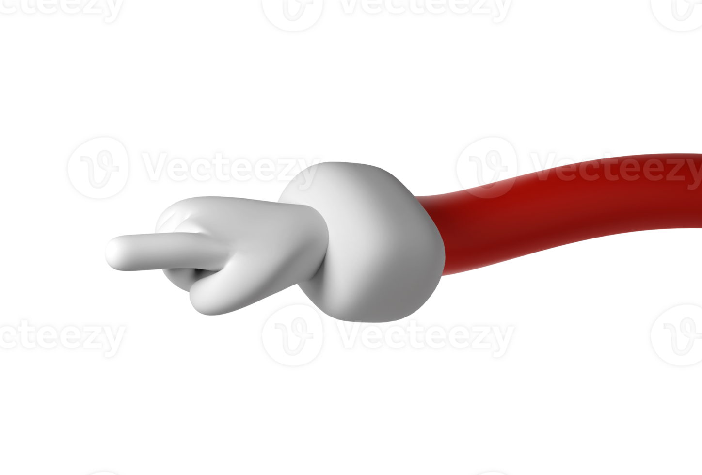 Cute cartoon 3D hand of Santa Claus Christmas icon show push one finger forefinger counting illustration on transparent background png