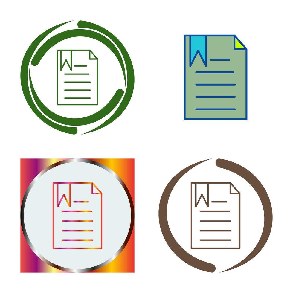Unique Bookmarked Document Vector Icon