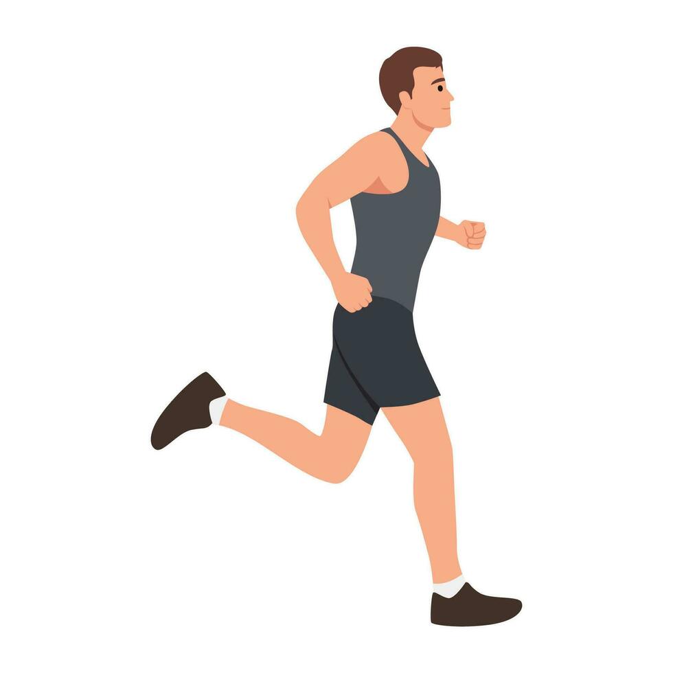 hombre corriendo o correr. rutina de ejercicio ejercicio maratón atleta haciendo pique exterior. vector