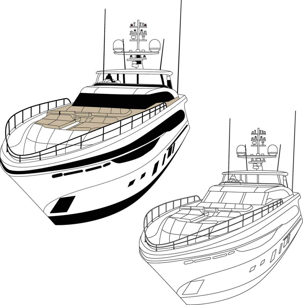 Front view Yacht vector and line art