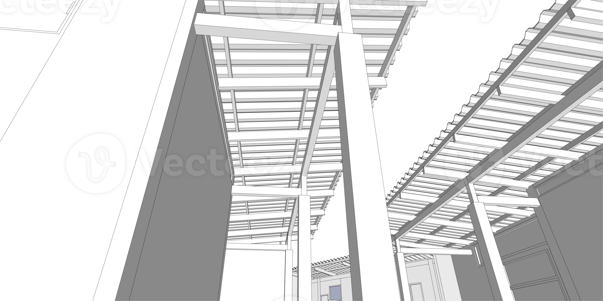 house architectural sketch 3d illustration png