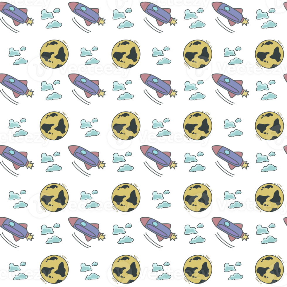 seamless pattern with rocket and moon png