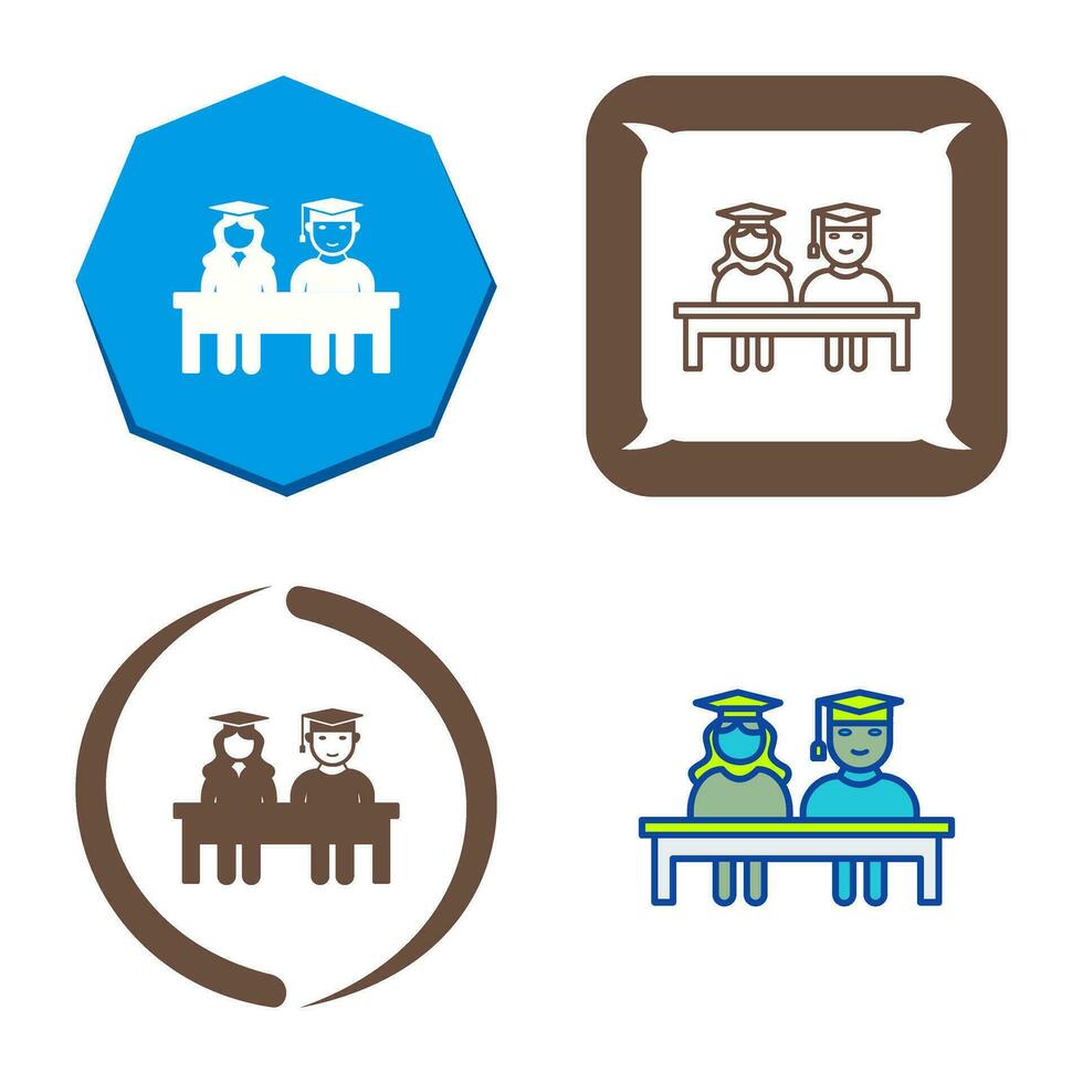 Unique Students Sitting Vector Icon