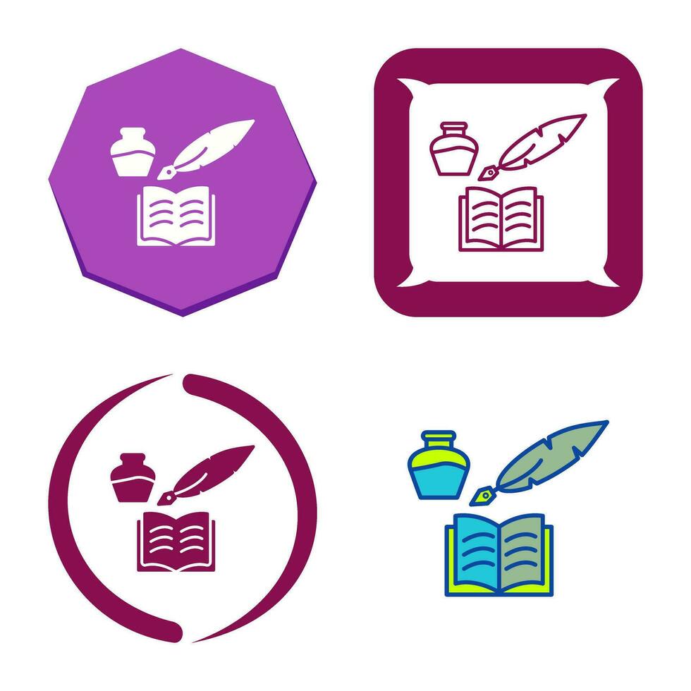 Unique Quill and Book Vector Icon