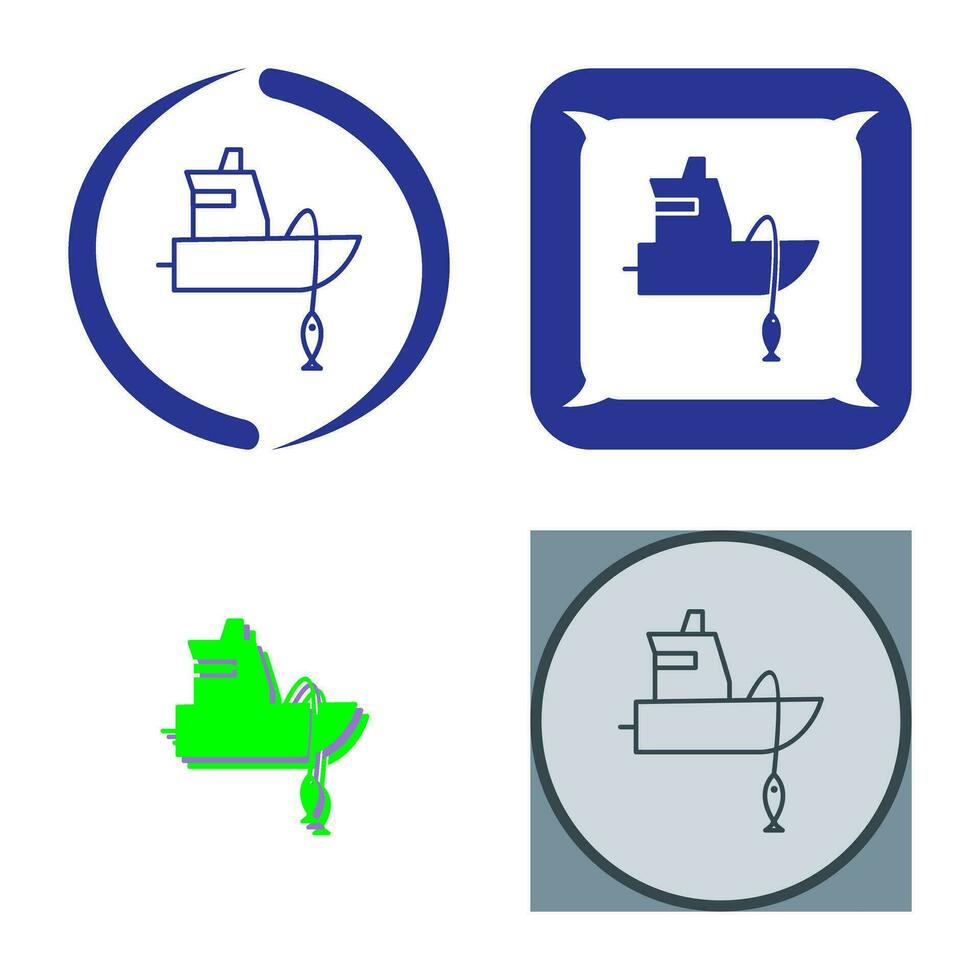 icono de vector de barco de pesca