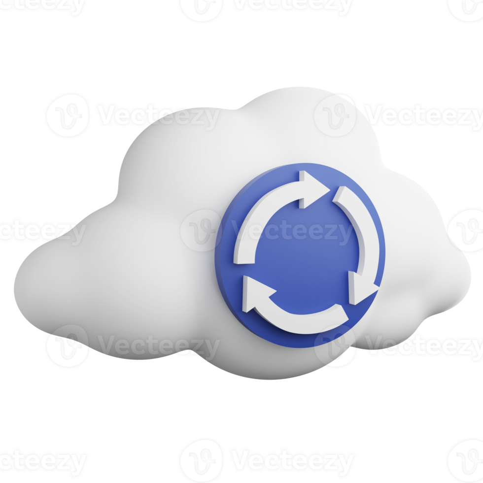 Cloud recovery clipart flat design icon isolated on transparent background, 3D render technology and cyber security concept png