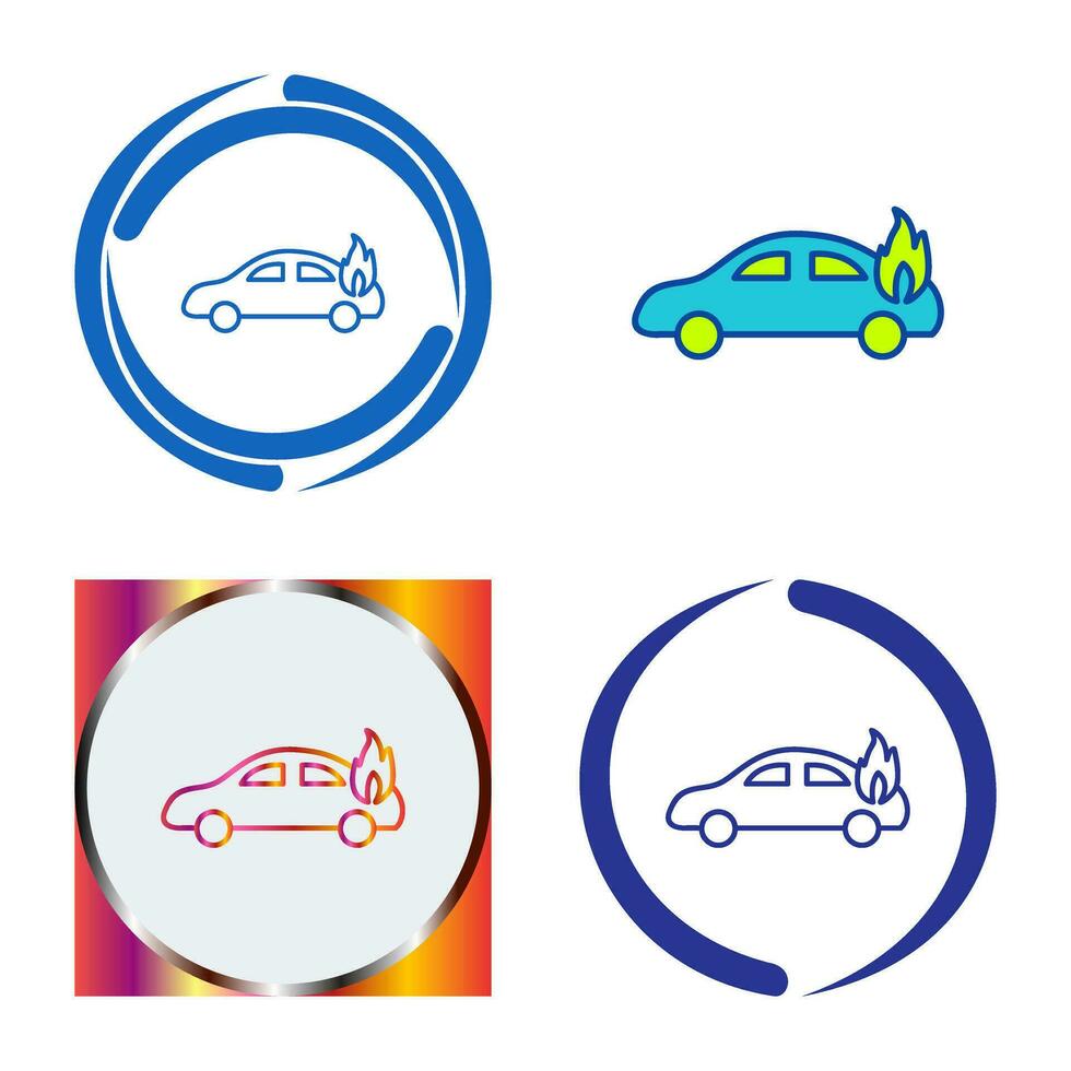 Unique Car on Fire Vector Icon