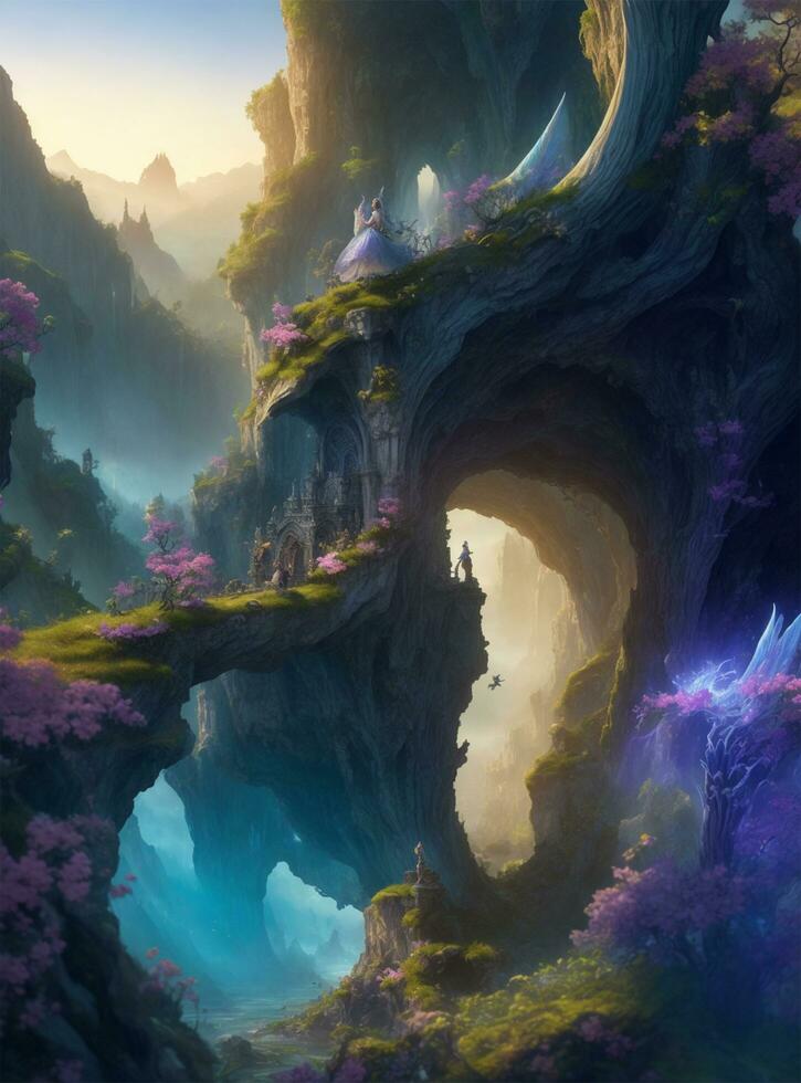 the fantasy landscape is shown in this image photo