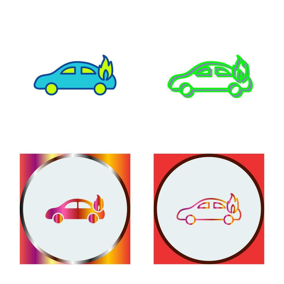 Unique Car on Fire Vector Icon