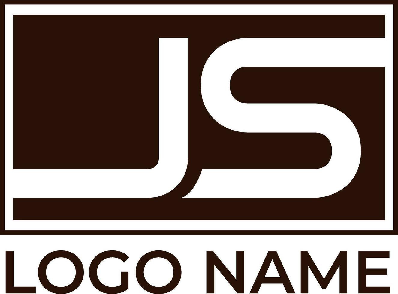 JS initial letter square brown monogram vector