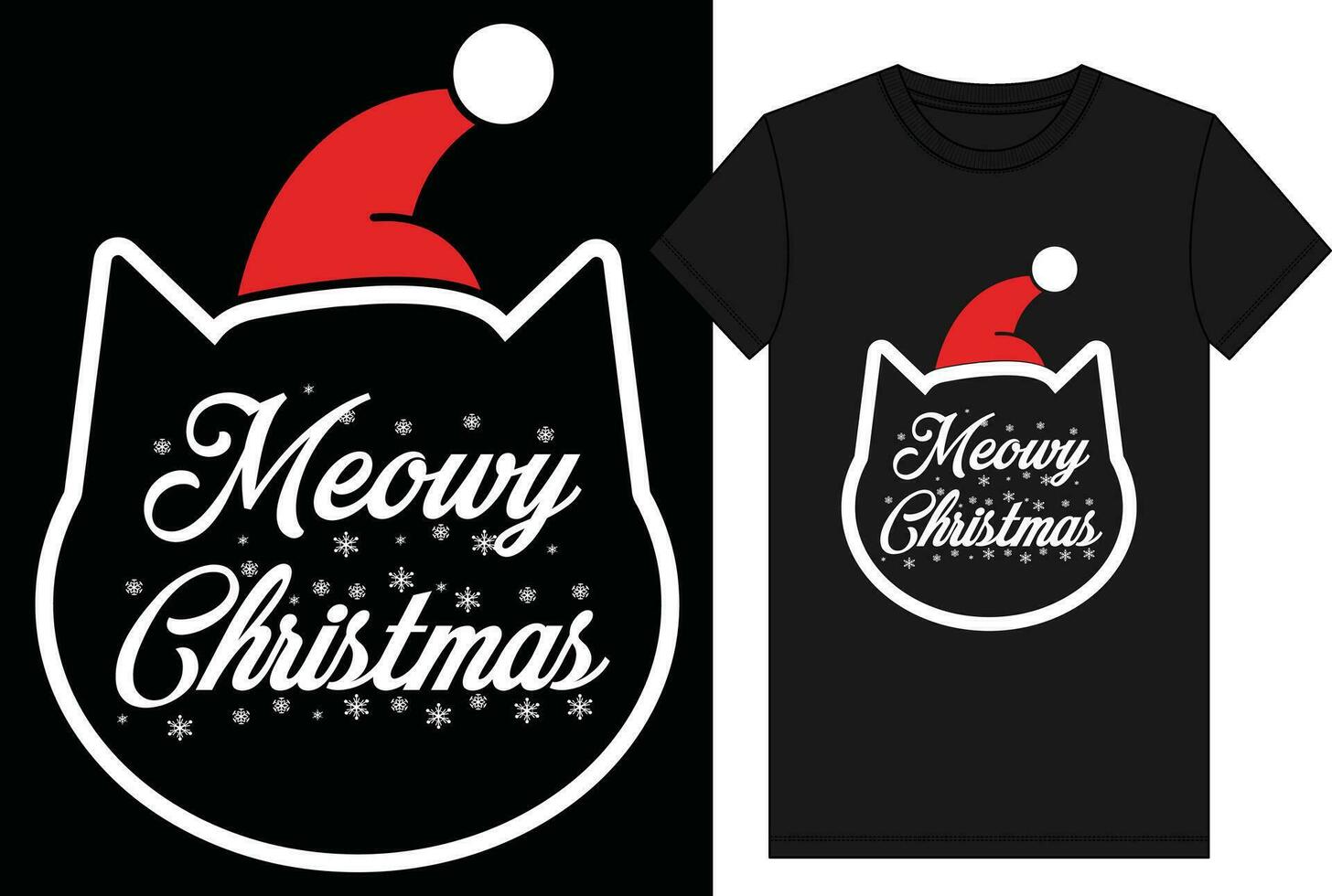 Cat Face Meowy Christmas Vector for T Shirt, Cat Lovers T Shirt