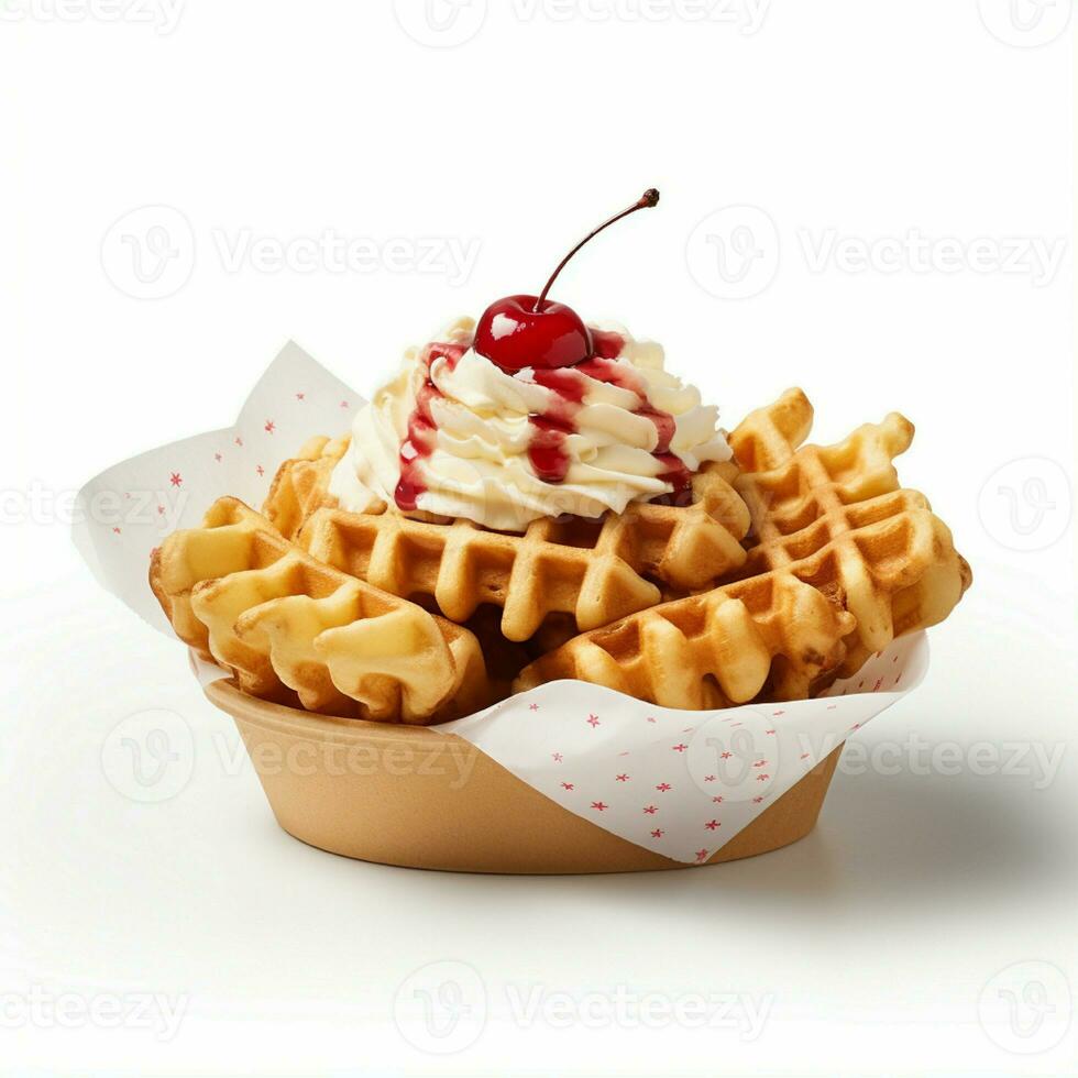 AI generated waffle fries chick in white isolated background photo
