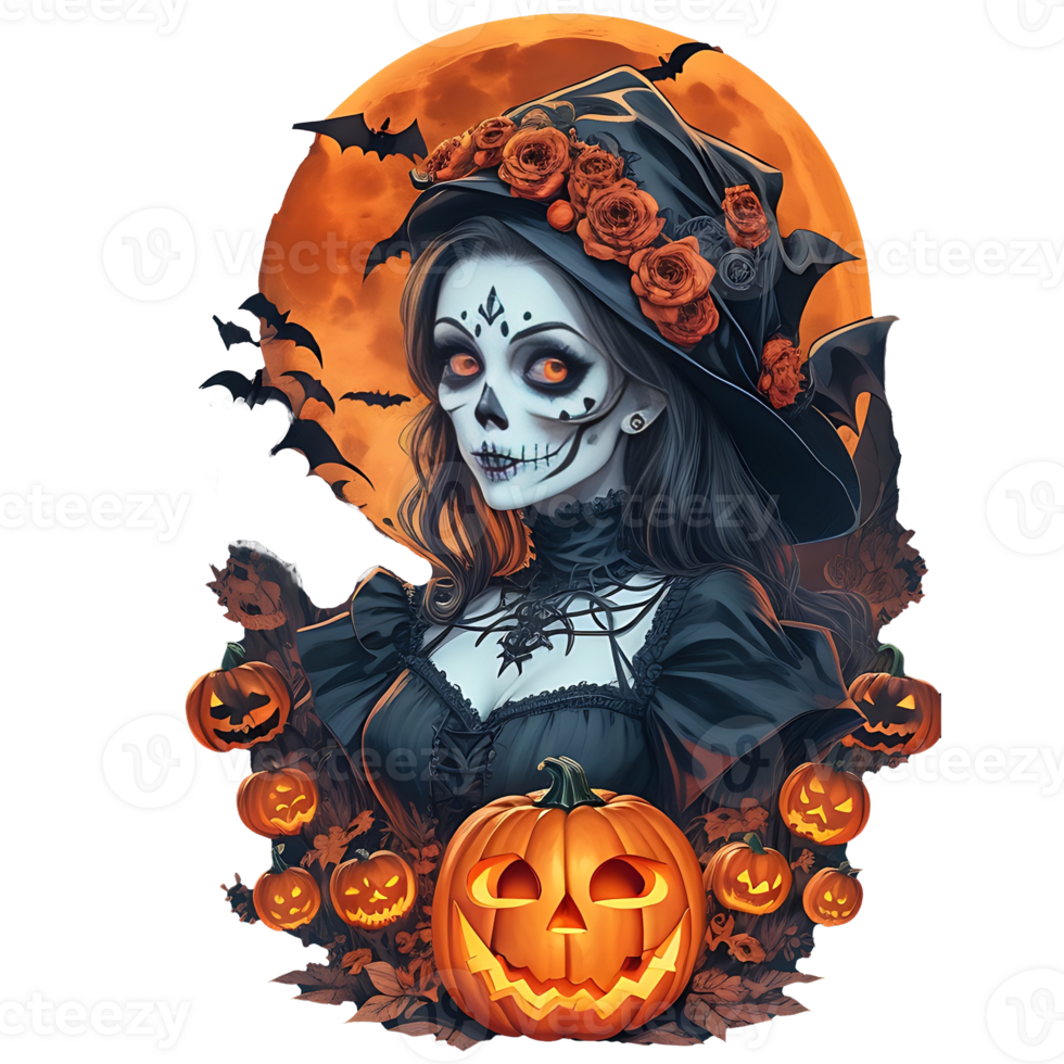 gespenstisch Geist Halloween Katze Hintergrund Kürbis Hexe, Haus ,voll Mond, Halloween Süssigkeit, Halloween Kostüm transparent Hintergrund, Halloween Aufkleber Halloween png ai generativ