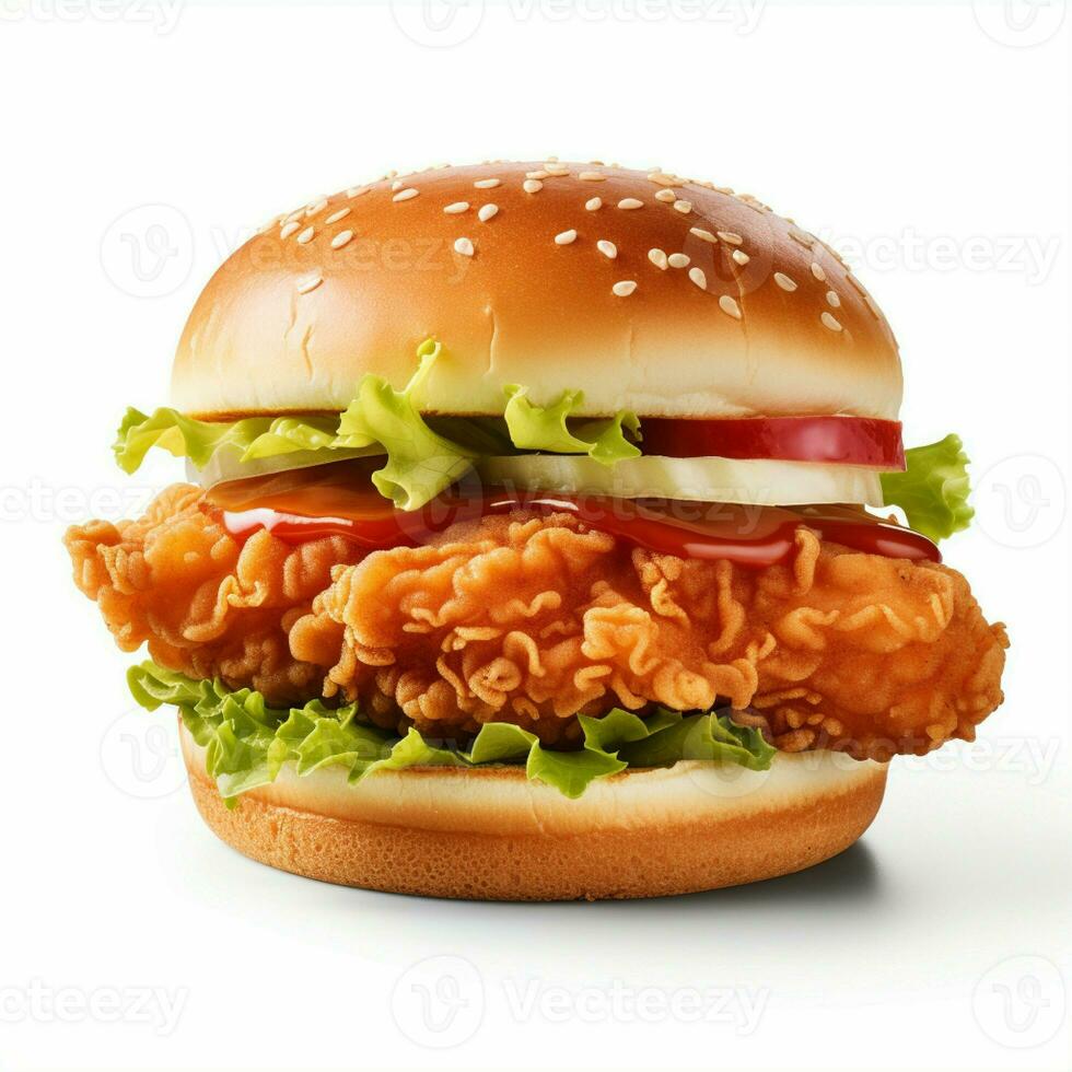 AI generated Chicken sandwich in white isolated background photo