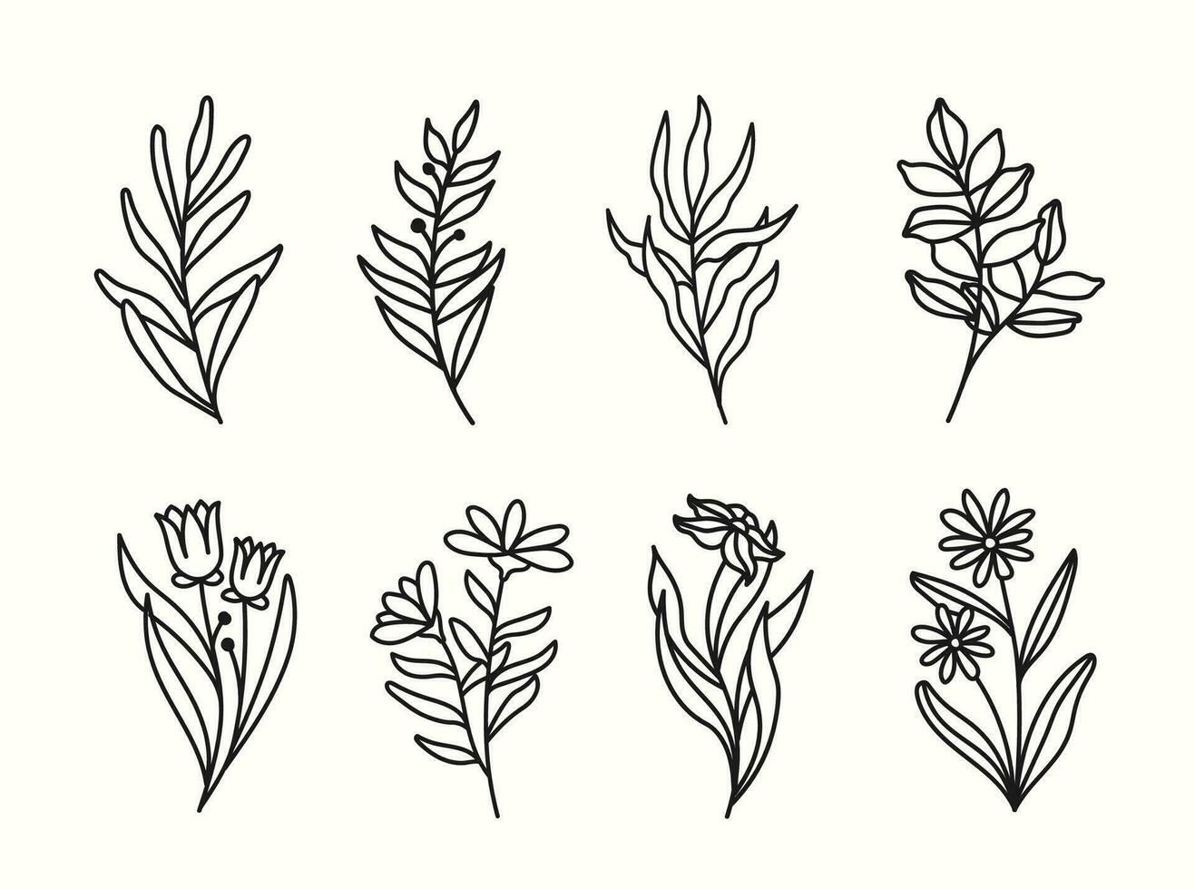 minimalist line art floral vector