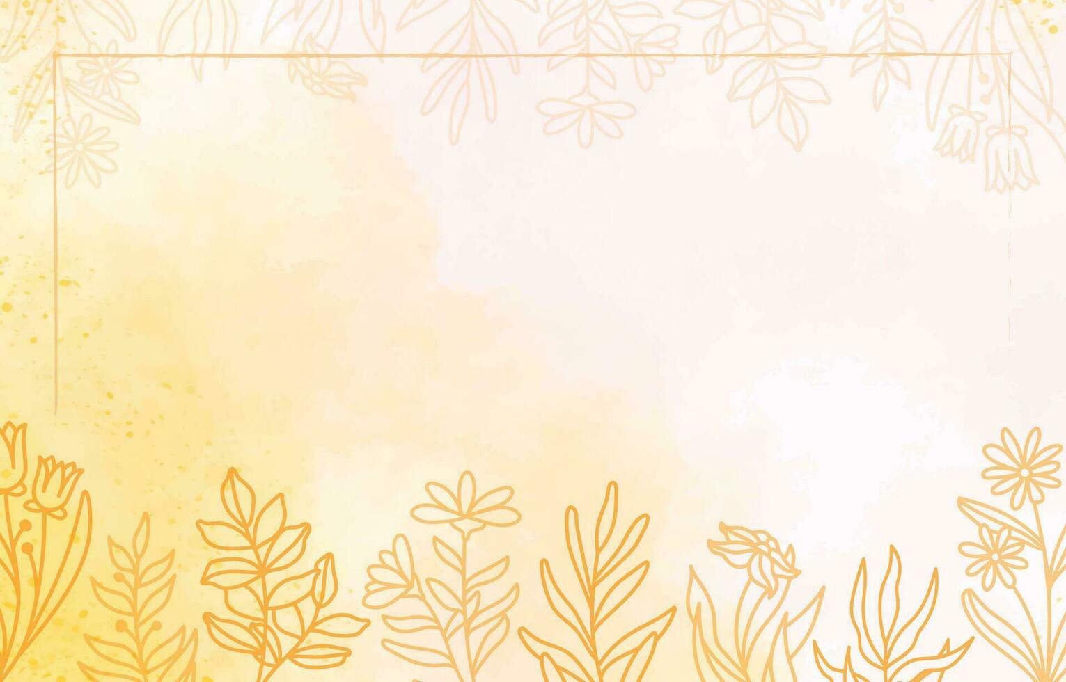 watercolor floral line art background vector