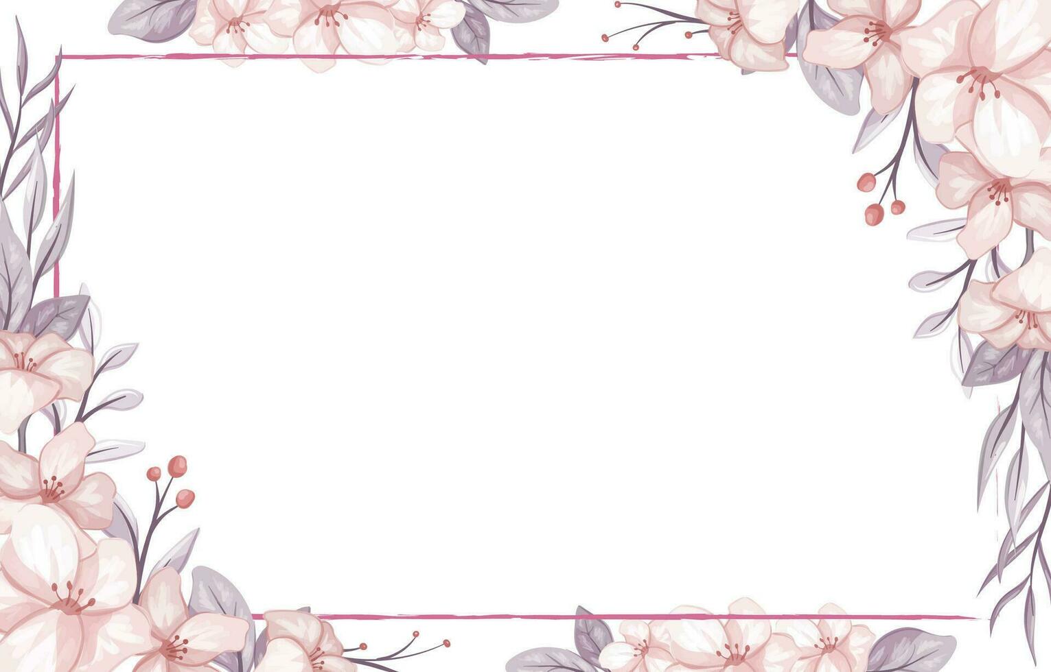 pink flower frame vector