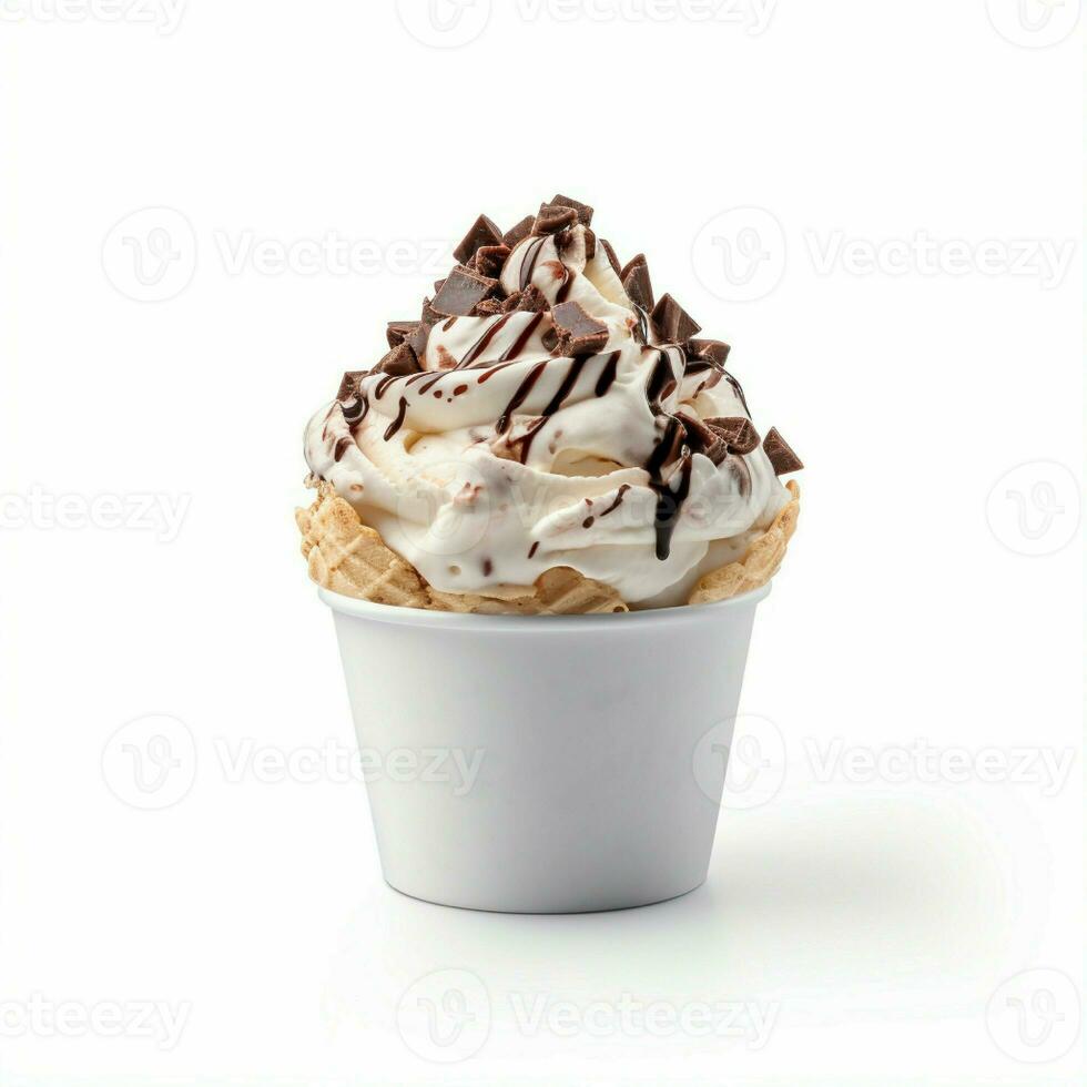 AI generated gelato on cup in white isolated background photo
